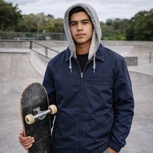 Volcom Warren Jacket Mens M Black Full Zip Hooded Skate Streetwear Casual Surf